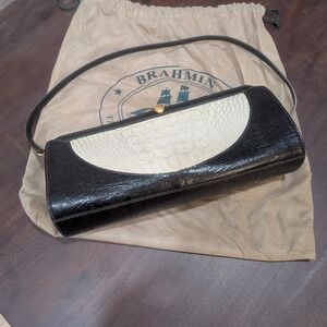 Brahmin Black and Cream Women's Bag
